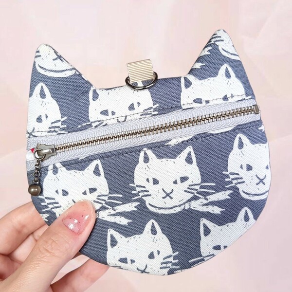 kirari 猫耳ポーチ ネコ柄 カード入れ 小銭入れ コインケース ハンドメイド 小物入れ ミニポーチ ポーチ スカーフを巻いたねこ