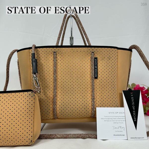 【美品】STATE OF ESCAPE ステイトオブエスケープ 2way ショルダーバッグ ハンドバッグ ネオプレン 肩掛け 斜め掛け オレンジ レディース