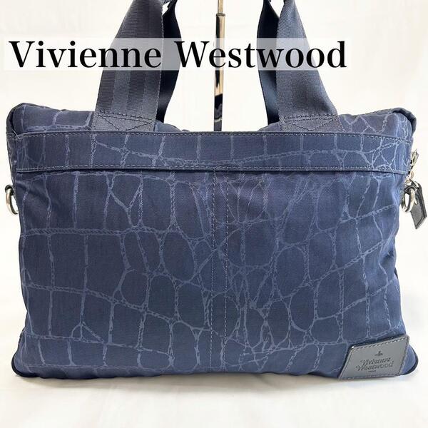 【極美品】VIVIENNE WESTWOOD ヴィヴィアンウエストウッド ビジネスバッグ トートバッグ レザー キャンバス オーブ メンズ レディース