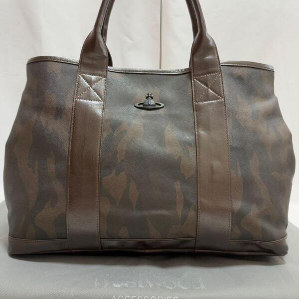 【極美品】VIVIENNE WESTWOOD ヴィヴィアンウエストウッド ビジネスバッグ トートバッグ レザー オーブ カモフラ A4可 メンズ レディース