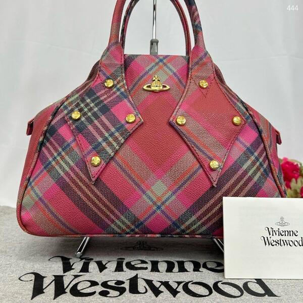 【極美品】Vivienne Westwood ヴィヴィアンウエストウッド ヤスミン ハンドバッグ オーブ チェック 手持ち 手提げ レディース