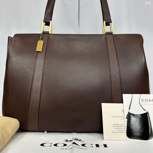 【極美品/付属品完備】COACH コーチ 6709 トートバッグ ビジネスバッグ レザー 手提げ 肩掛け ブラウン 茶 A4可 通勤 レディース メンズ