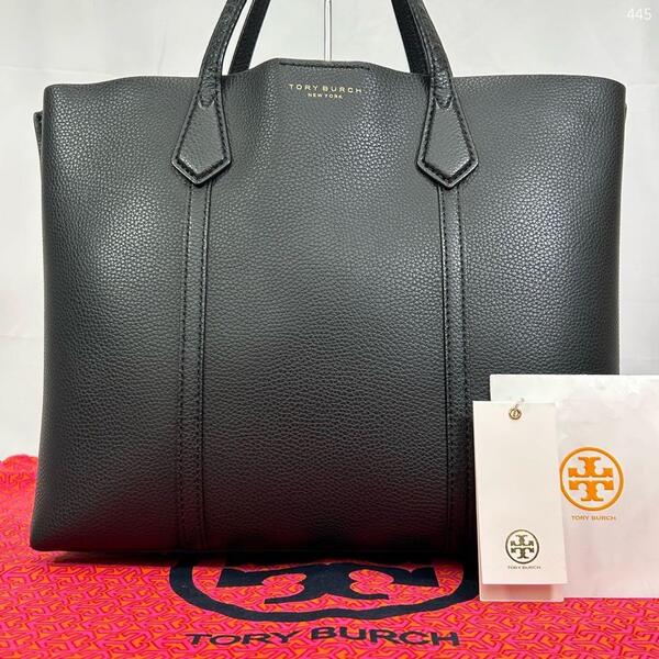 【訳あり極美品】TORY BURCH トリーバーチ ペリー トートバッグ ビジネスバッグ マザーズバッグ レザー ブラック 黒 A4可 通勤 レディース