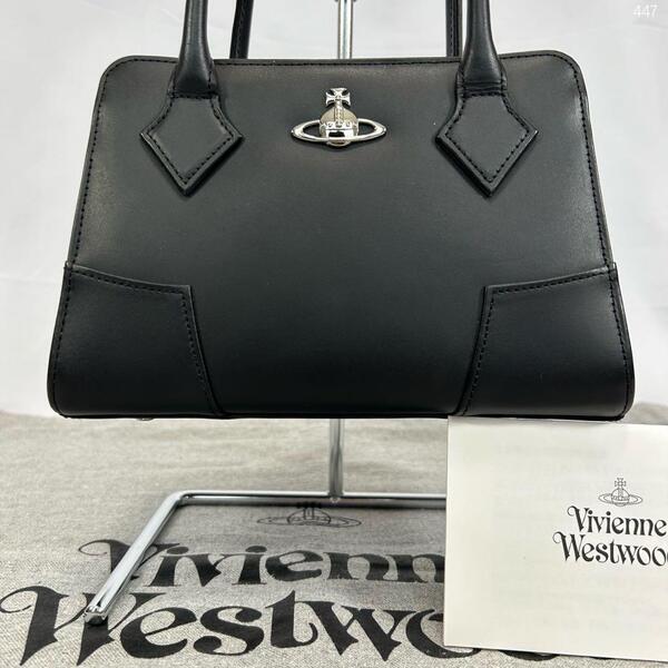 【訳あり極美品/日本製】Vivienne Westwood ヴィヴィアンウエストウッド ヤスミン ハンドバッグ オーブ レザー ブラック 黒 レディース