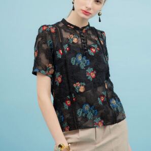 UNITED TOKYO ブラウス / ユナイテッド トウキョウ 花柄 フラワー ジャガード 半袖 黒 ブラック