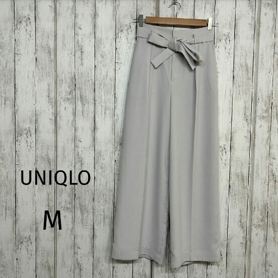 UNIQLO ユニクロ レディース ハイウエスト リボン ワイドパンツ M 38