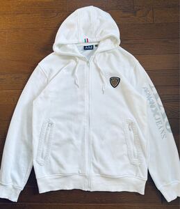 ARMANI JEANS A×J Armani Jeans Zip Hoodie Arm Big Logo Hoodie Hooded Sweatshirt Trainers White Mens 48