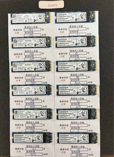 A22003/ 中古品/M.2 SATA 2280 SSD/SanDisk/128GB 12枚セット/動作確認済み/返品返金対応/納品書発行可/(商品説明文ご確認下さい)
