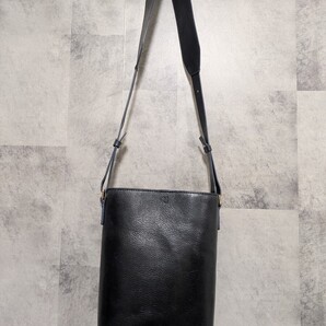 ユニクロ +J UNIQLO ジルサンダー レザーショルダーバッグ 本革 ネイビーブラック JILSANDER OSAGARI