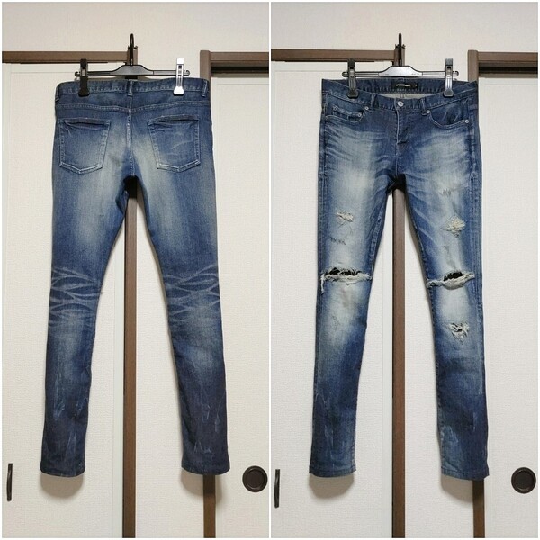 ★JACKROSE ストレッチ デニム パンツ クラッシュ ダメージ リペア 加工 ジャックローズ