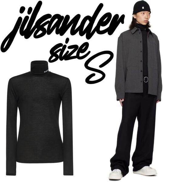 【定価6.4万】JILSANDER ウール ハイネックTシャツ ブラック S