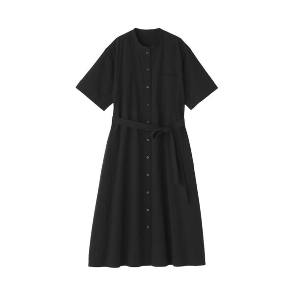 無印良品 涼感 半袖シャツワンピース 黒 XL