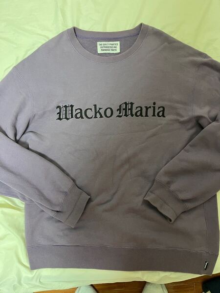 【WACKO MARIA】ワコマリア クルーネックスウェット Lサイズ パープル THE GUILTY PARTIES 刺繍ロゴ 日本製