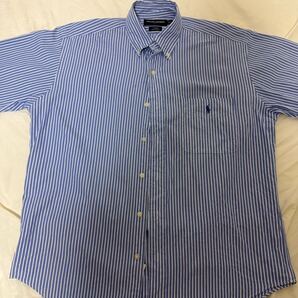 RALPH LAUREN GOLF ラルフローレン ゴルフ ストライプ 半袖シャツ Mサイズ 青白 ボタンダウン