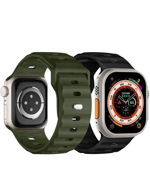 コンパチブル Apple watch バンド 49mm 45mm 44mm 42mm アップルウォッチバンド スポーツバンド シリコン 通気 耐衝撃 防汗 防水 2枚入り