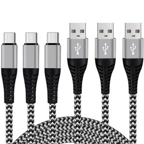 USB Type C ケーブル【3本セット 2M+2M+2M】 タイプc ケーブル 3A 急速充電 USB-C to USB A ケーブル QC3.0 対応 高速データ転送 グレー