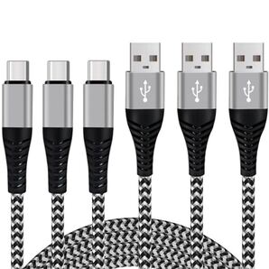 USB Type C ケーブル【3本セット 2M+2M+2M】 タイプc ケーブル 3A 急速充電 USB-C to USB A ケーブル QC3.0 対応 高速データ転送 グレー