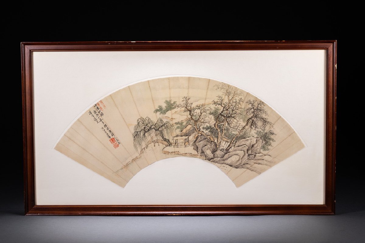 激安先着 古美術 額縁入り 書 扇面画 時代物 書 骨董品 書 - 書