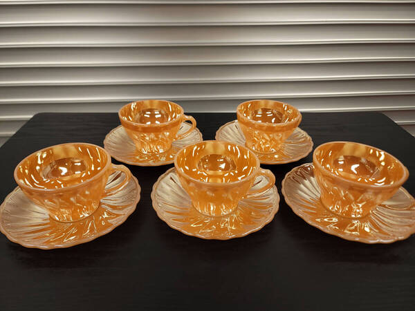 ANCHOR HOCKING Suburbia アンカーホッキング カップ&ソーサー5客 美品!