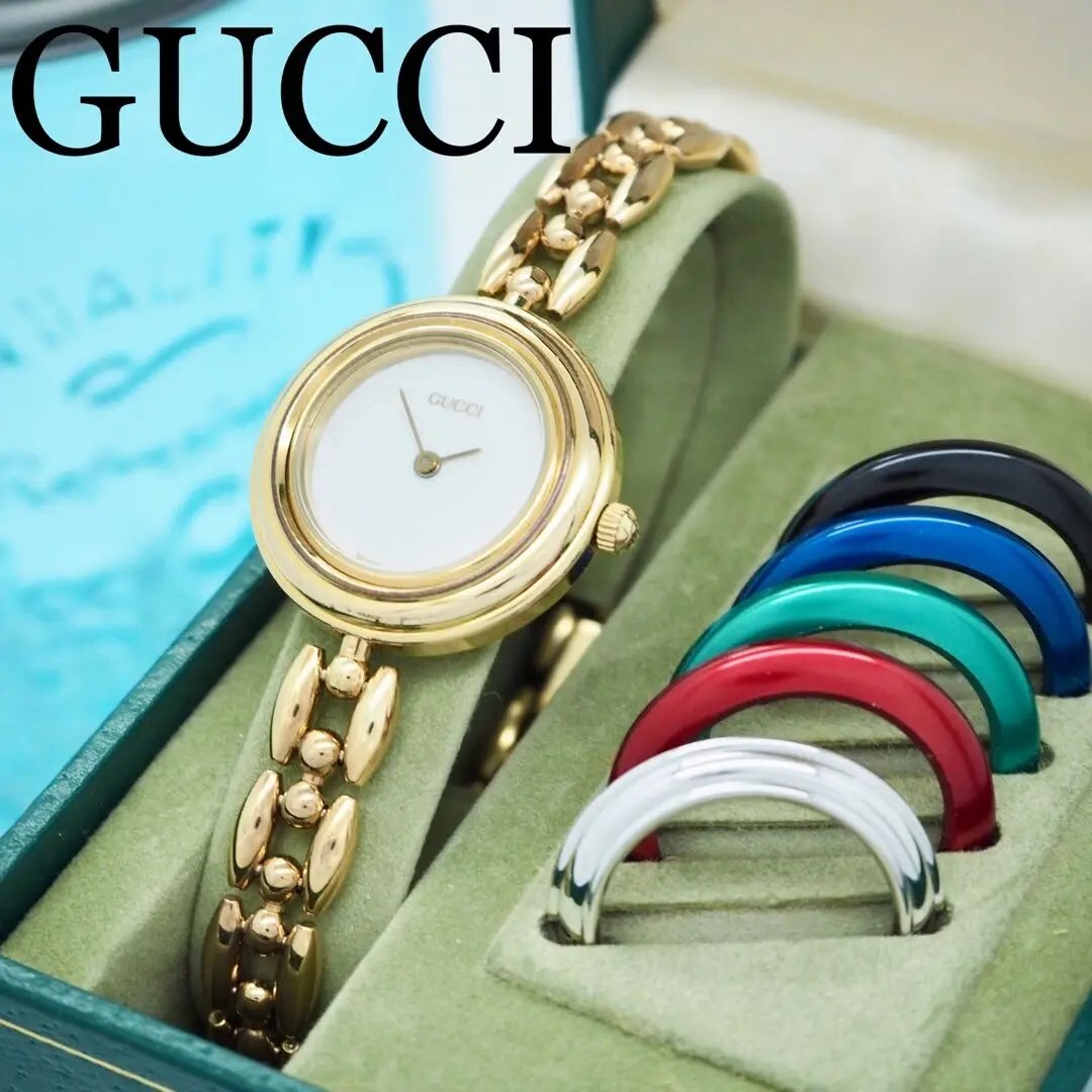 274【美品】GUCCI チェンジベゼル レディース 時計 ゴールド シルバー 274【美品】GUCCI チェンジベゼル レディース 時計 ゴールド
