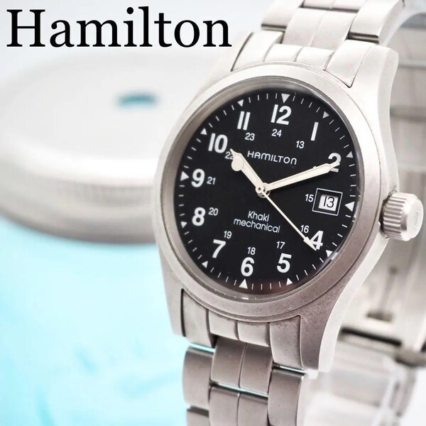 64【美品】HAMILTON 時計 手巻き カーキ メカニカル メンズ 箱付き