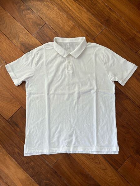 美品○無印良品 MUJI○メンズ 半袖 コットン ポロシャツ 白 ホワイト XL XXL 大きいサイズ