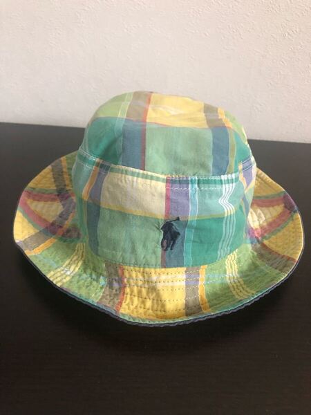 ラルフローレン キッズ リバーシブル ハット 48cm ネイビー ヤケ有り POLO RALPH LAUREN 子供服 帽子 日よけ HAT