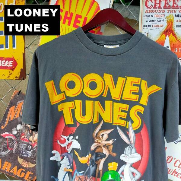Looney Tunes ルーニー テューンズ キャラクター Tシャツ Lサイズ ビッグプリント 黒 ブラック 10678