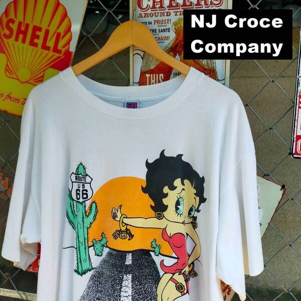 90s NJ Croce Company Betty Boop ベティ ブープ USA製 Tシャツ XLサイズ 両面プリント ベティちゃん ROUTE 66 白 10694