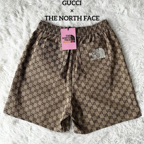 新品タグ付 GUCCI×THE NORTH FACE グッチ ノースフェイス インターロッキング 総柄 ショーツ ハーフパンツ メンズ ストリート HIPHOP GG