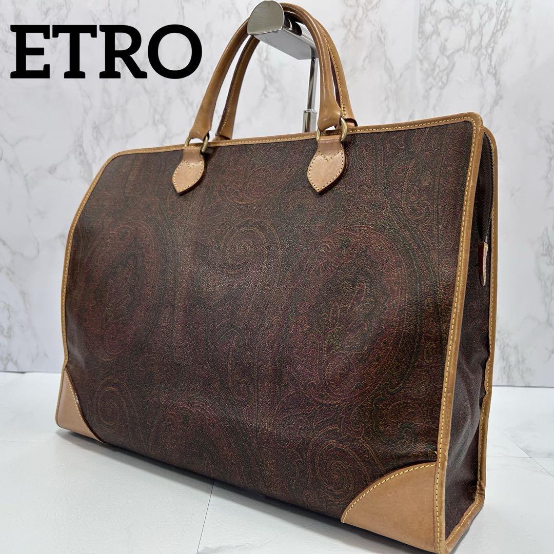 【未使用保管品】エトロ ハンドバッグ ペガサス ペイズリー ゴールド金具 ロゴ ETRO✨️エトロ ミニハンドバッグ ペイズリー E金具ロゴ レザー