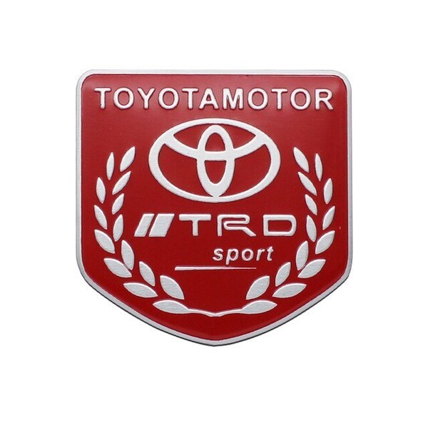 【ゆうパケット送料込】TRD エンブレムプレート レッド 縦5cm×横5cm アルミ製 TOYOTA トヨタ 10