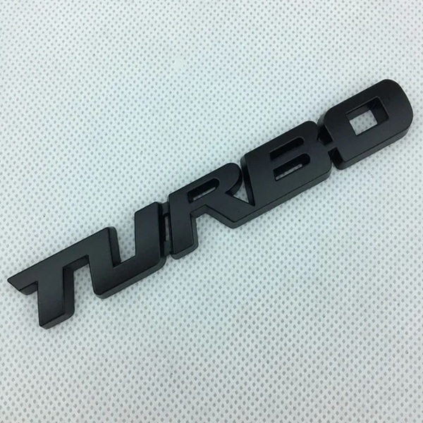 【ゆうパケット送料込】TURBO(ターボ) 3Dエンブレム 両面テープ マットブラック 金属製