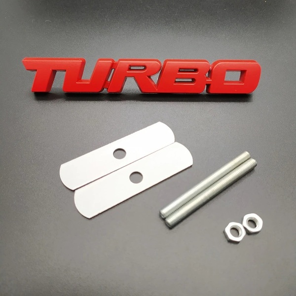 【ゆうパケット送料込】TURBO 3Dエンブレム(Fグリル用) レッド金属製 ターボ車 HKS IHI ギャレット トラスト