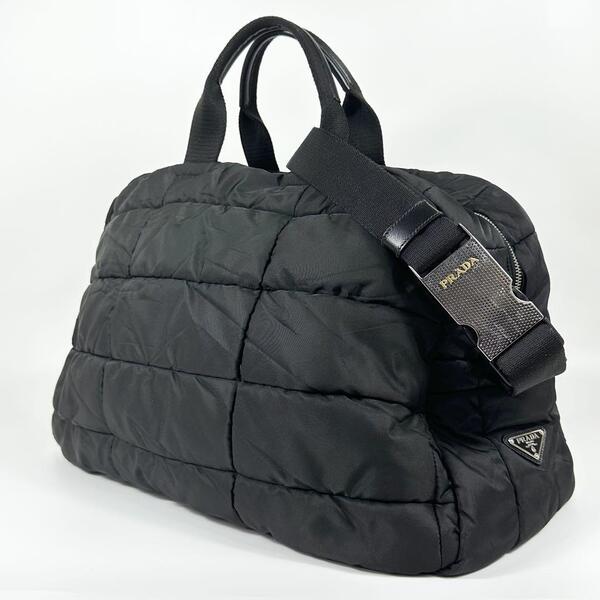 美品 PRADA 大容量 ボストンバッグ 2way ナイロン レザー 3角ロゴ