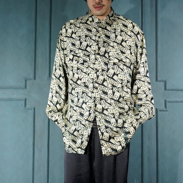 DEAD STOCK USA VINTAGE GOOUCH DICE PATTERNED DESIGN SILK SHIRT/デッドストックアメリカ古着グーチーサイコロ柄デザインシルクシャツ