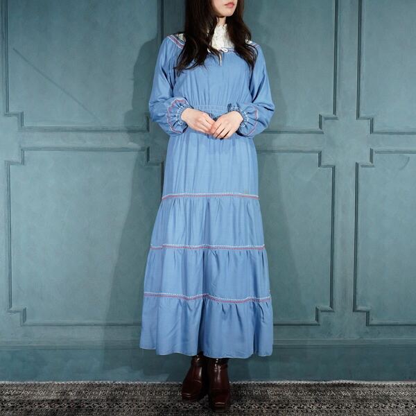 USA VINTAGE HAND MADE DESIGN ONE PIECE/70年代~アメリカ古着ハンドメイドデザインワンピース