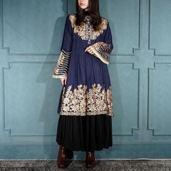 USA VINTAGE EMBROIDERY ETHNIC DESIGN TUNIC ONE PIECE/アメリカ古着エスニック刺繍デザインチュニックワンピース