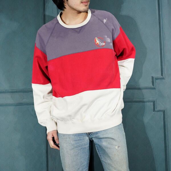 USA VINTAGE Polo by Ralph Lauren EMBROIDERY FADED DESIGN SWEAT SHIRT/アメリカ古着ポロバイラルフローレン刺繍フェードスウェット
