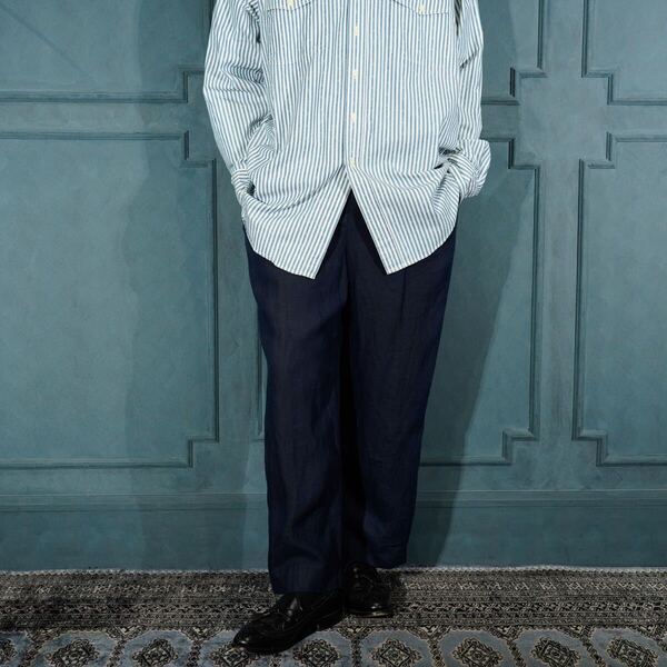 USA VINTAGE nautica NAVY COLOR TUCK DESIGN SUMMER WOOL SLACKS PANTS/アメリカ古着ノーティカネイビーカラータックウールスラックス