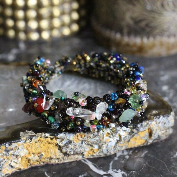 USA VINTAGE MULTI BEADS STONE DESIGN BRACELET/アメリカ古着マルチビーズストーンデザインブレスレット