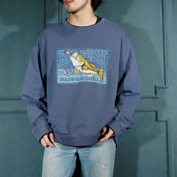 USA VINTAGE croft&barrow FISHING EMBROIDERY DESIGN SWEAT SHIRT/アメリカ古着フィッシング刺繍デザインスウェット