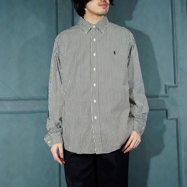 USA VINTAGE Polo by Ralph Lauren HORSE EMBROIDERY STRIPE PATTERNED SHIRT/アメリカ古着ポロバイラルフローレンホース刺繍シャツ