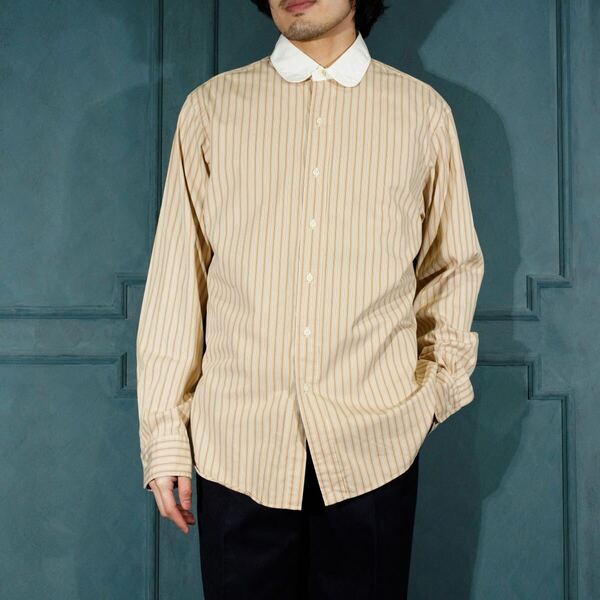 USA VINTAGE Polo by Ralph Lauren STRIPE PATTERNED COLLAR SEPARATED/アメリカ古着ポロバイラルフローレンストライプ柄クレリックシャツ