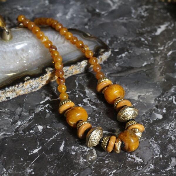 USA VINTAGE COLOR BEADS ETHNIC DESIGN NECKLACE/アメリカ古着カラーストーンビーズエスニックデザインネックレス