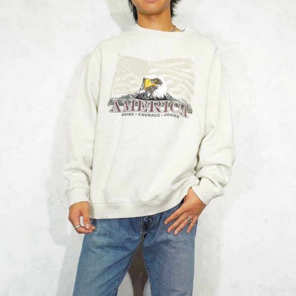USA VINTAGE Croft&Barrow EAGLE EMBROIDERY DESIGN SWEAT SHIRT/アメリカ古着鷲刺繍デザインスウェット