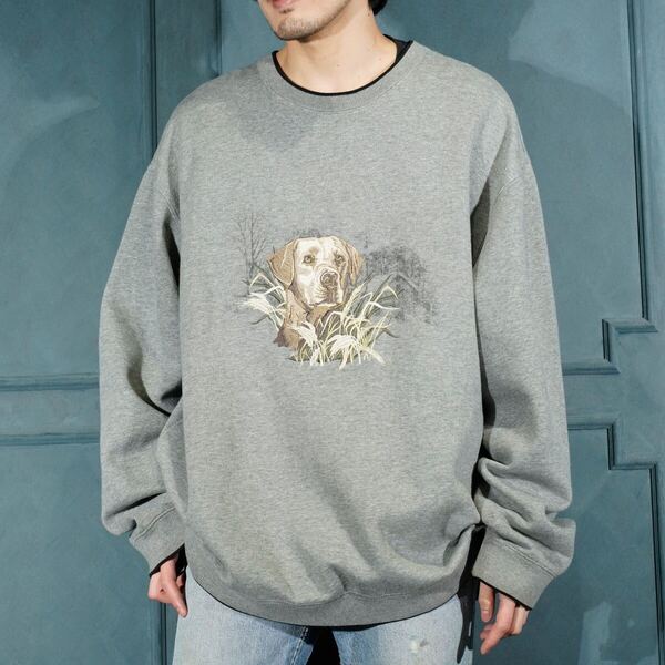 USA VINTAGE croft&barrow DOG EMBROIDERY DESIGN SWEAT SHIRT/アメリカ古着わんこ刺繍デザインスウェット