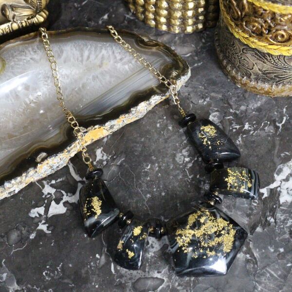 USA VINTAGE GRITTER STONE DESIGN CHAIN NECKLACE/アメリカ古着グリッターストーンデザインチェーンネックレス