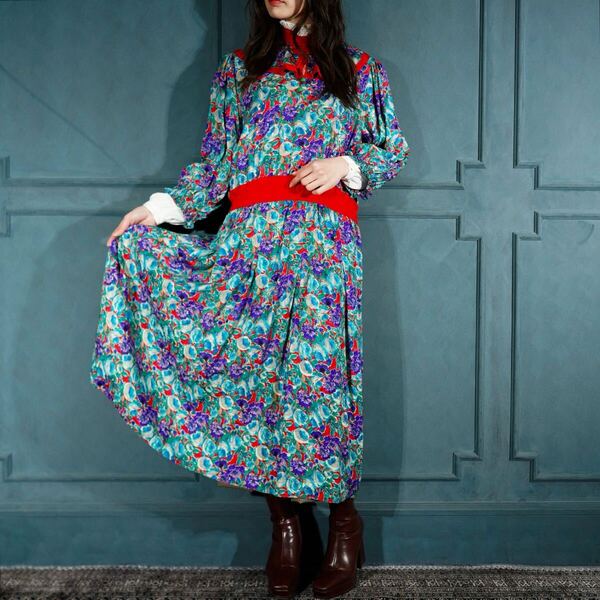 *SPECIAL ITEM* 80's USA VINTAGE Diane Freis ORIGINAL 80年代アメリカ古着ダイアンフレイスお花柄デザインシルクワンピース