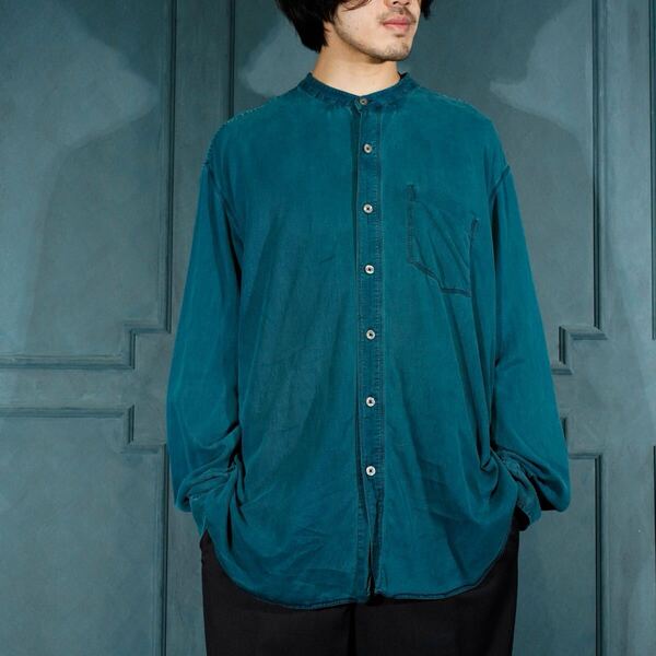 USA VINTAGE TOMMY BAHAMA OVER DYE DESIGN BAND COLLAR SHIRT/アメリカ古着後染めデザインバンドカラーシャツ